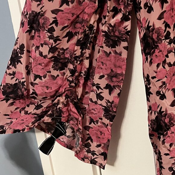 Dhruv Kapoor pink floral button up blouse size medium feminine romantic workwear - Picture 5 of 9